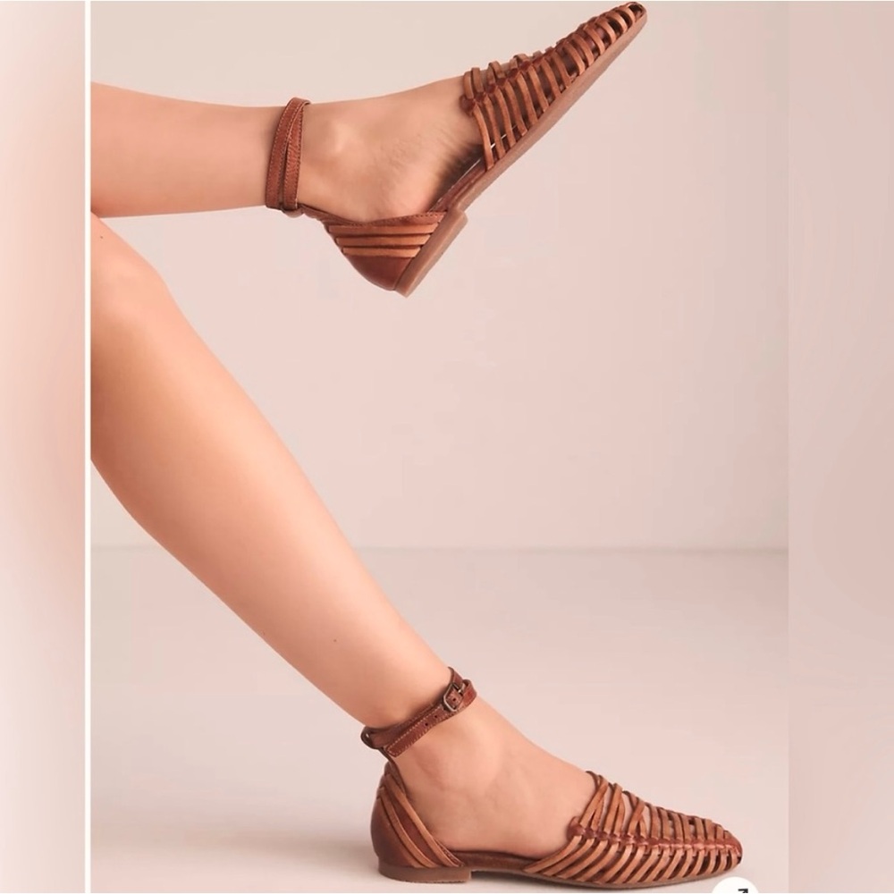 Anthropologie Brown Strappy Flats
